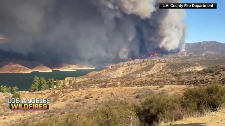 Firefighters battle to maintain the upper hand on a huge fire north of Los Angeles