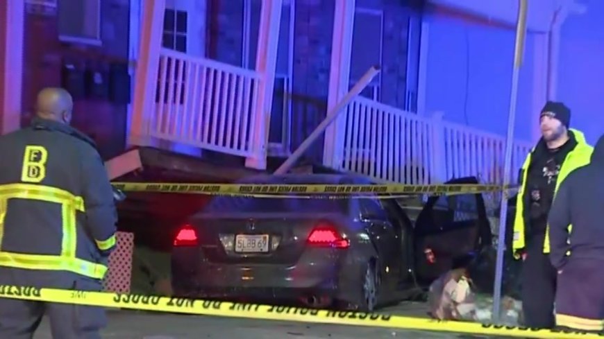 Car slams into front of Dorchester home