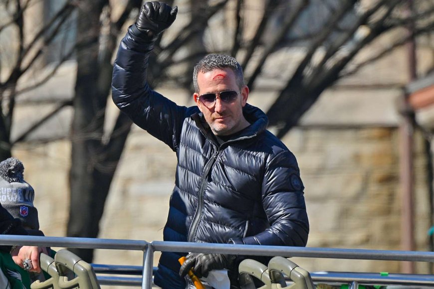 Eagles General Manager Left Bleeding After Getting Hit in Head with Beer Can at Super Bowl Victory Parade
