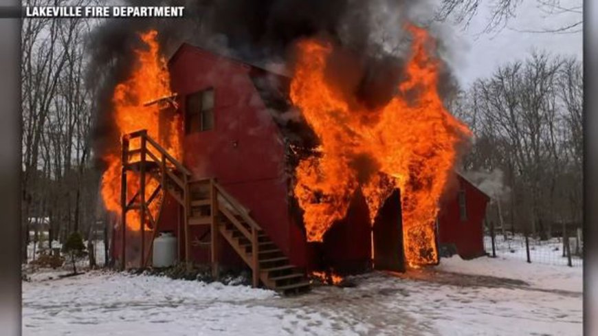 Barn goes up in flames in Lakeville