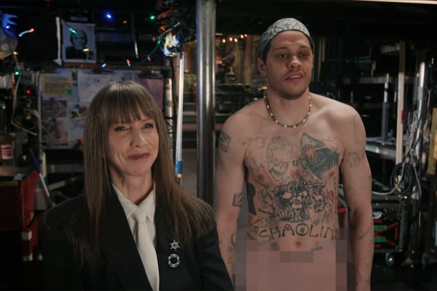 Pete Davidson Flashes His Tattoos as He Gets Naked for Laraine Newman During “SNL”'s 50th Anniversary Special