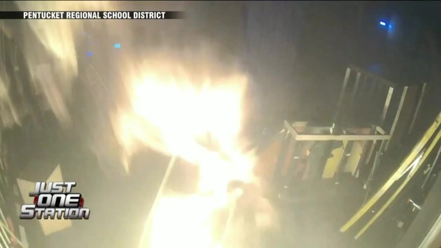 JUST ONE STATION: Surveillance video shows moment fire breaks out inside West Newbury school